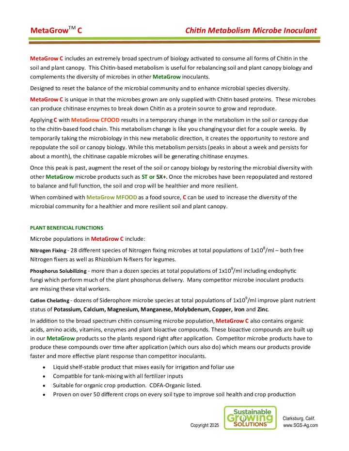 MetaGrow C product sheet 2025