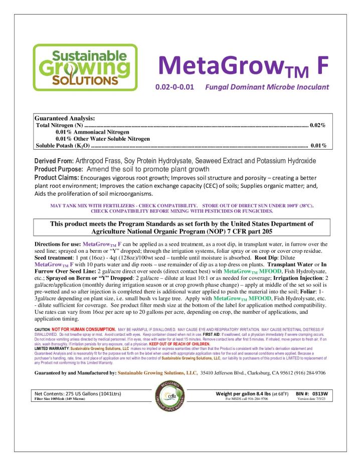 MetaGrow F Label