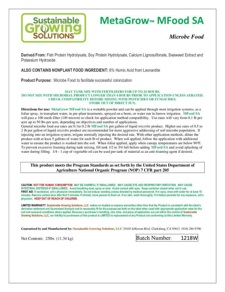 MetaGrow MFOOD SA Label