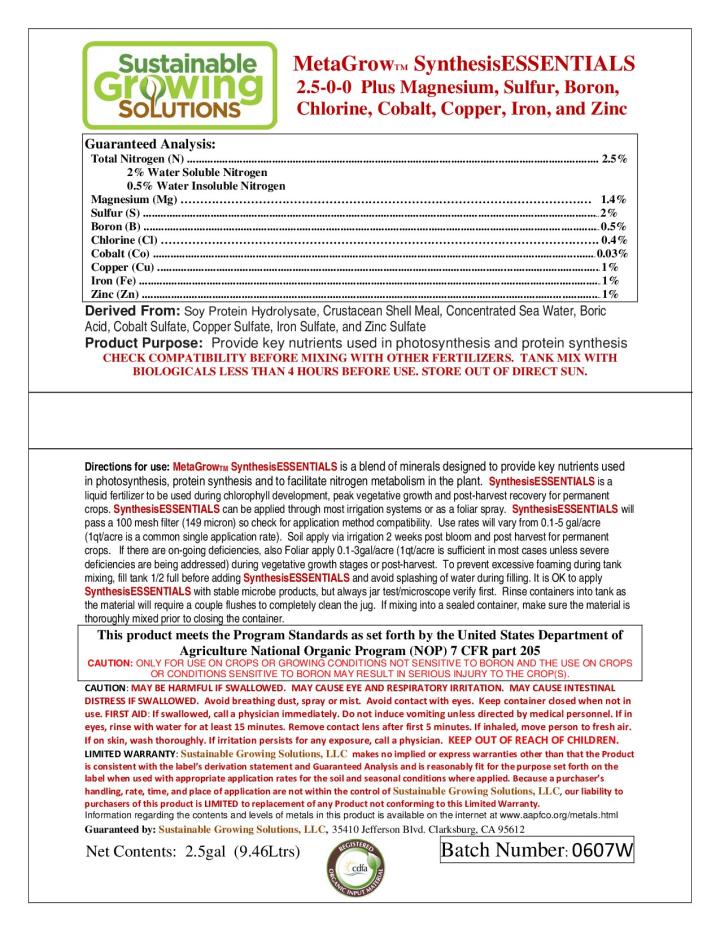 MetaGrow SynthesisESSENTIALS Label