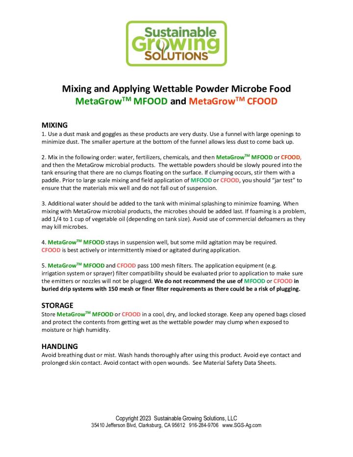Microbe Food Application Guidance for MFOOD and CFOOD