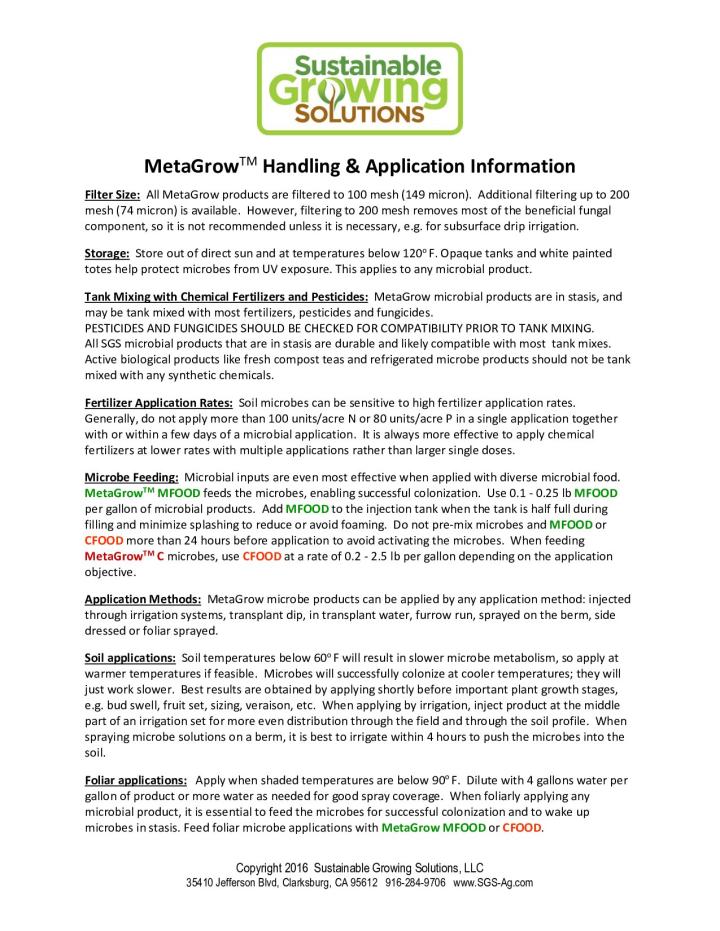Microbe Handling and Application Info