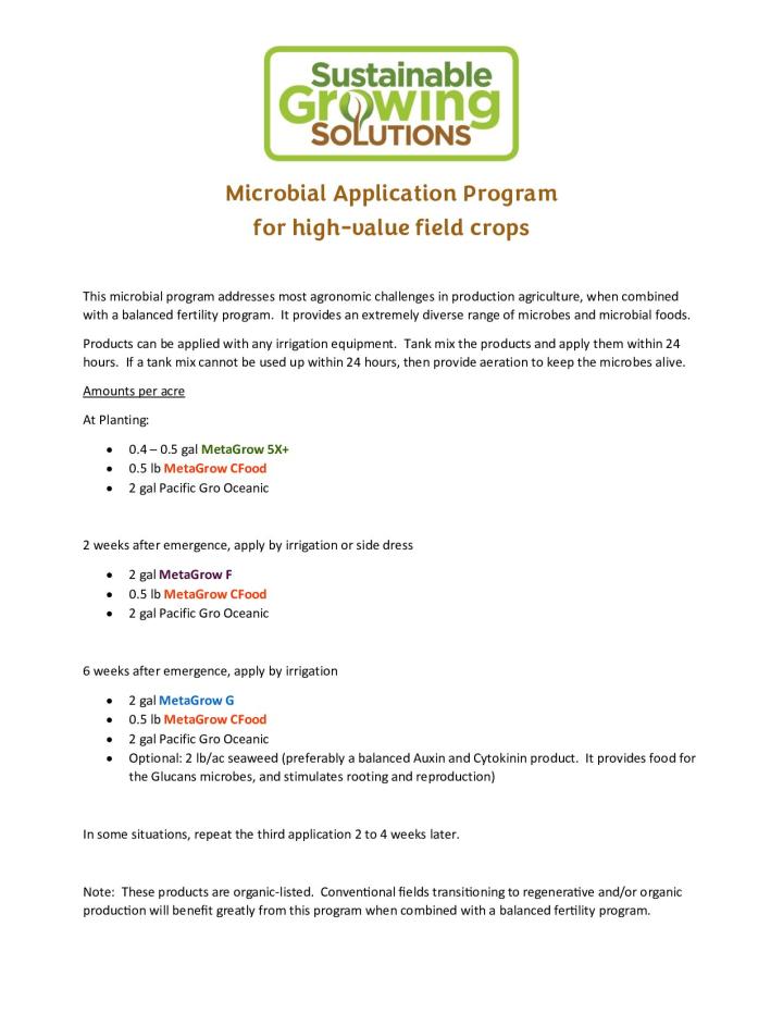 Microbe Program for Field Crops