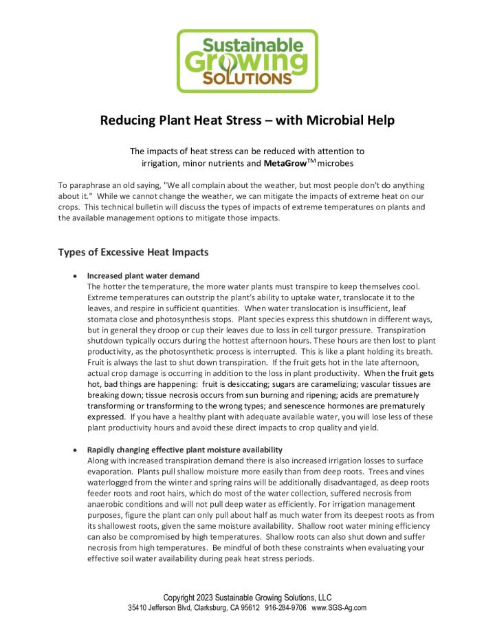 Reducing Plant Heat Stress with Microbial Help