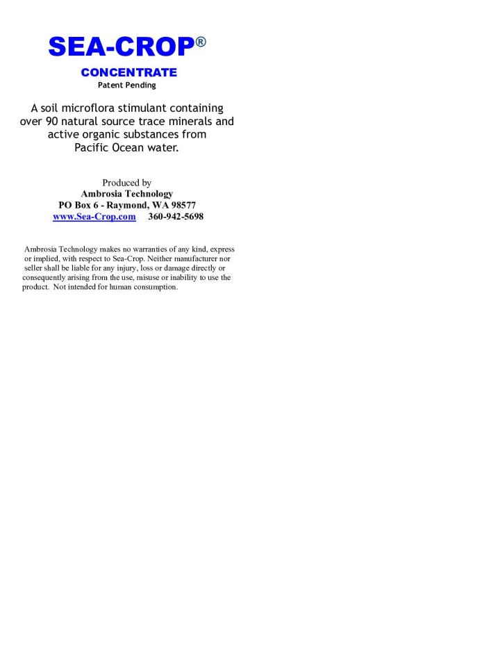 Sea-Crop Label WSDA Soil amendment