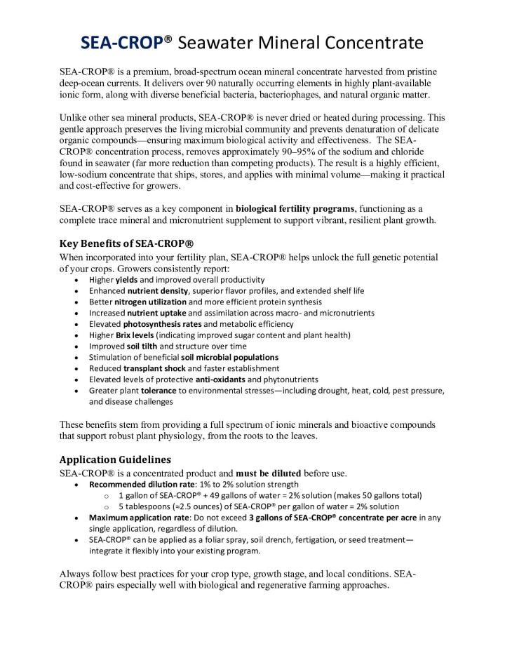SEA-CROP Product Sheet