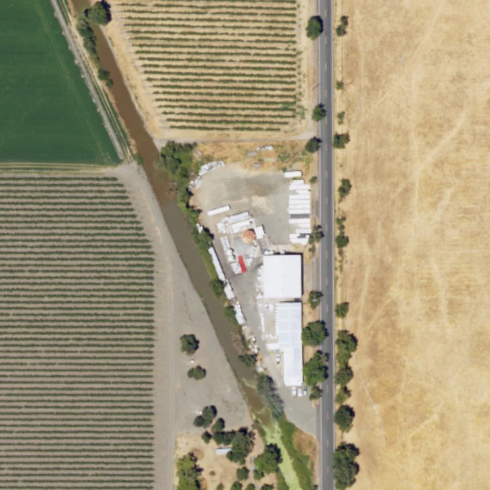Aerial view of the SGS production facility beside Jefferson Boulevard in Clarksburg, California